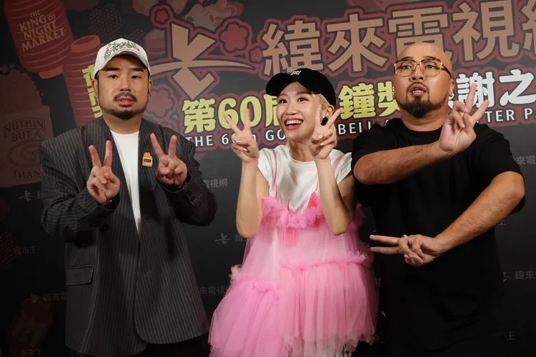 阿达（左起）、Lulu和美丽本人日前出席金钟奖庆功宴，宣布《夜市王》第2季将开拍，如今恐有变数。资料照片