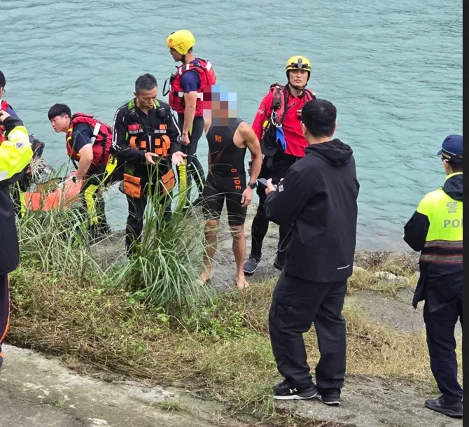鄭男平安獲救，上方閘門放水量變小是關鍵。翻攝畫面