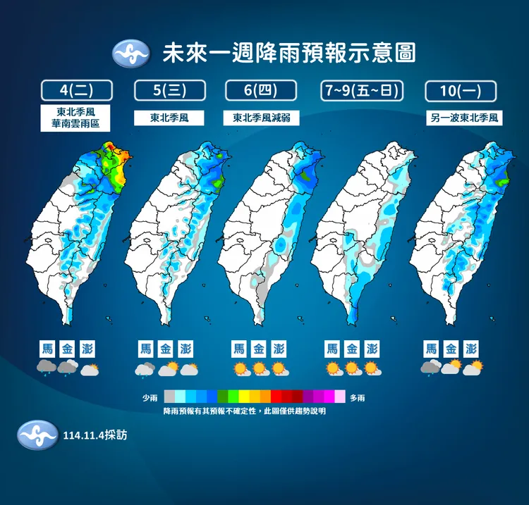 未來降雨趨勢。氣象署提供