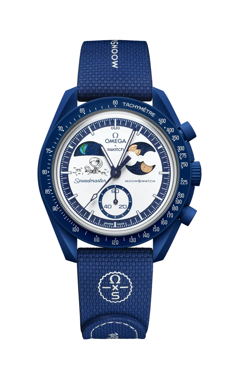 SWATCH X Omega MISSION TO EARTHPHASE – MOONSHINE GOLD腕錶，1萬2150元。品牌提供