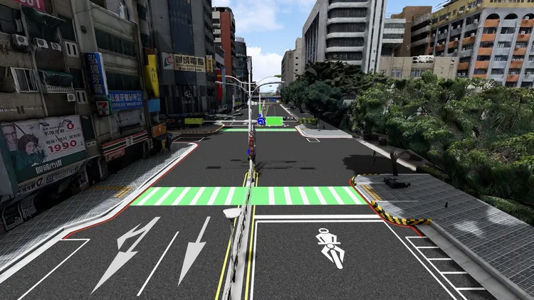 改善後的示意圖，可看到台中科技大學周遭人行環境大為提升。06-將轉角人行道加寬，減少人行通行距離