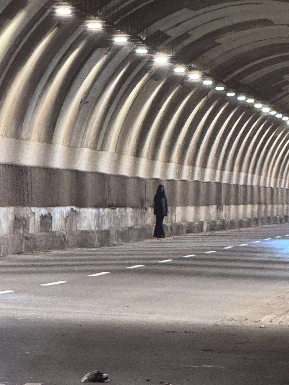 女子深夜在隧道扮鬼吓坏路过民众。翻摄照片