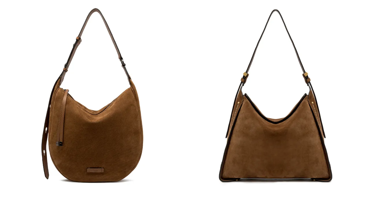 Gianni Chiarini Charlotte麂皮肩背包（左）1万9200元、Penelope麂皮肩背包 （右）1万8800元。品牌提供