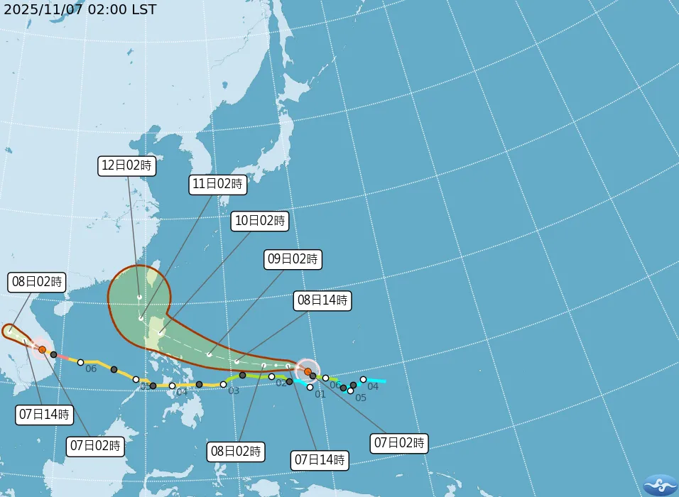 凤凰台风最新路径图。取自中央气象署