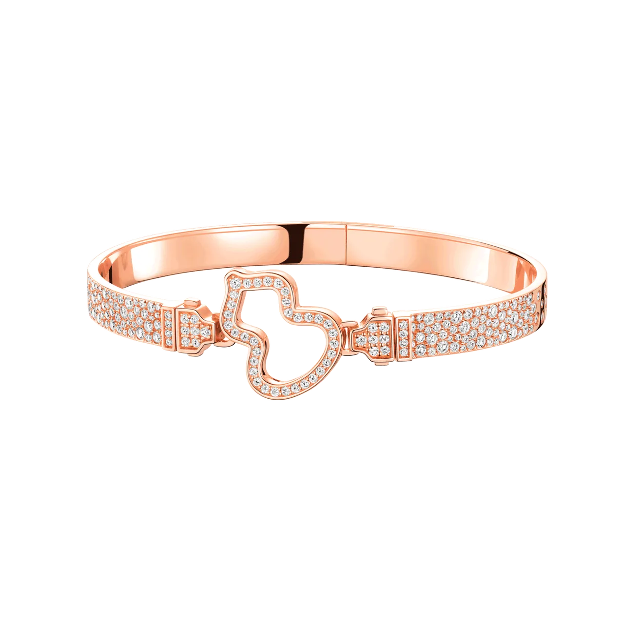 Qeelin Wulu 18K玫瑰金可互换镶钻手镯，39万1000元。品牌提供