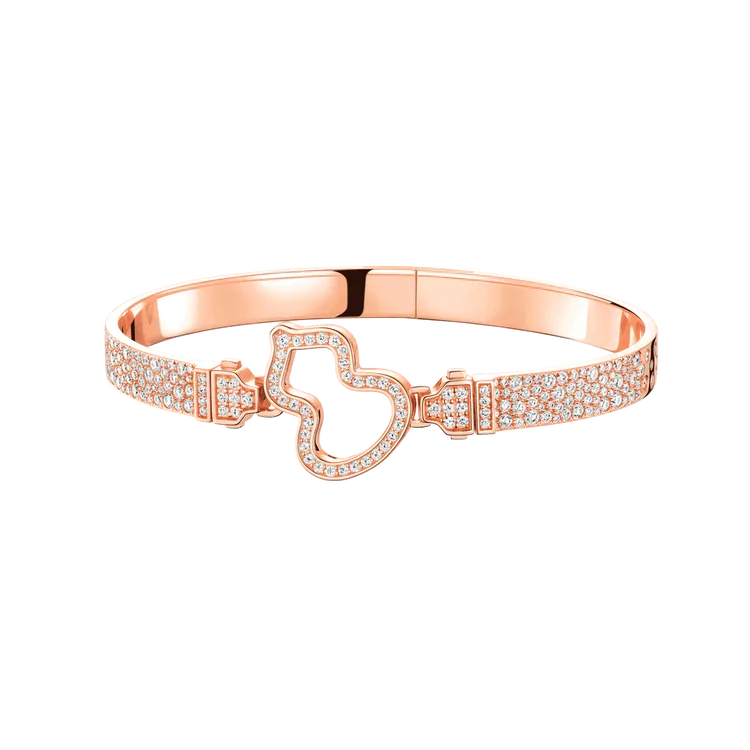 Qeelin Wulu 18K玫瑰金可互換鑲鑽手鐲，39萬1000元。品牌提供