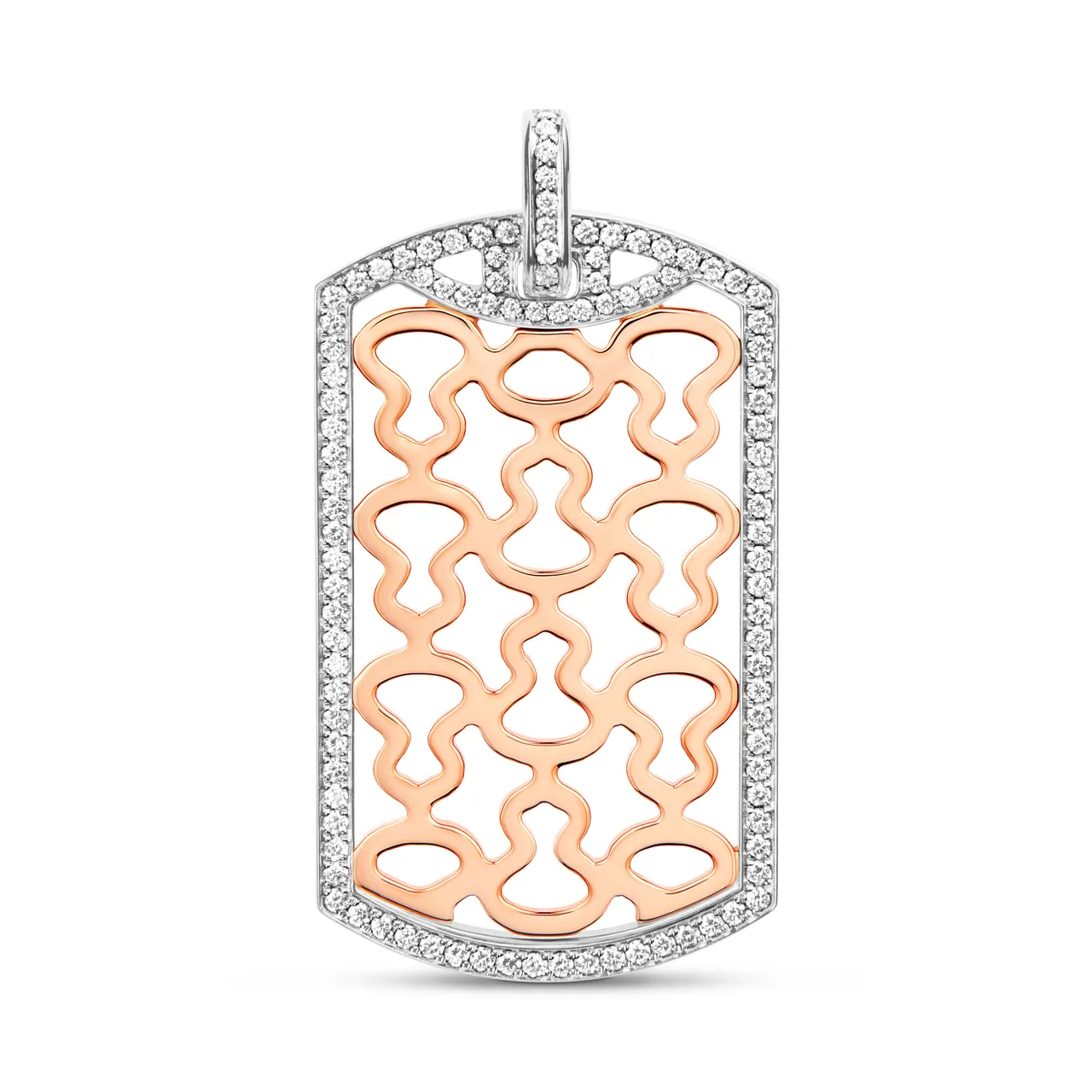 Qeelin Wulu Tag 18K白金及玫瑰金钻石大号吊坠，33万1500元。品牌提供