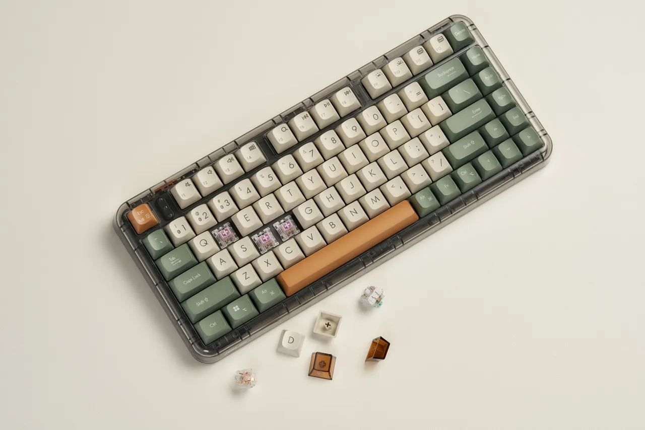 ASUS Jelly75机械键盘具备热插拔设计，可依个人偏好更换机械键轴。华硕提供