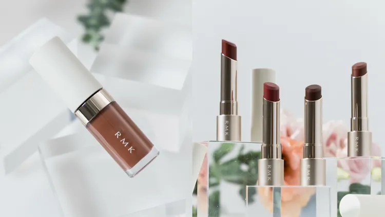RMK透光唇蜜（左圖）1200元、露光柔潤口紅（右圖）各1400元。品牌提供