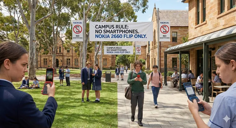 澳洲即将实施16岁以下社群平台使用禁令，许多学校开始禁用智慧型手机。AI生成图片