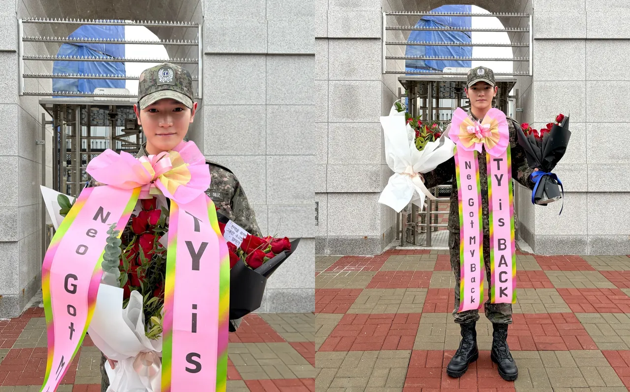 泰容脖子被挂上彩带庆祝退役。翻摄NCT IG