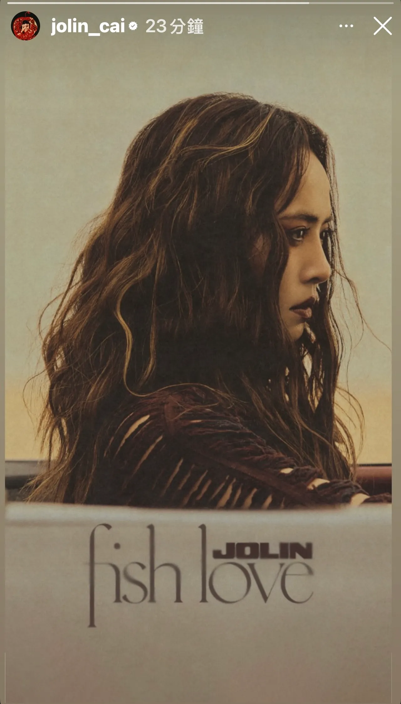 Jolin新歌《Fish Love》MV明天中午12点上线。翻摄IG