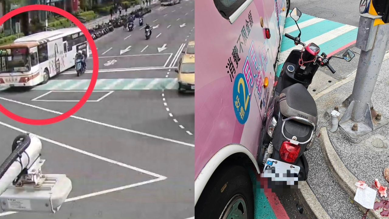 女騎士隨公車右轉慘遭「夾擊」左腳踝骨折 人行道路緣石成「幫兇」