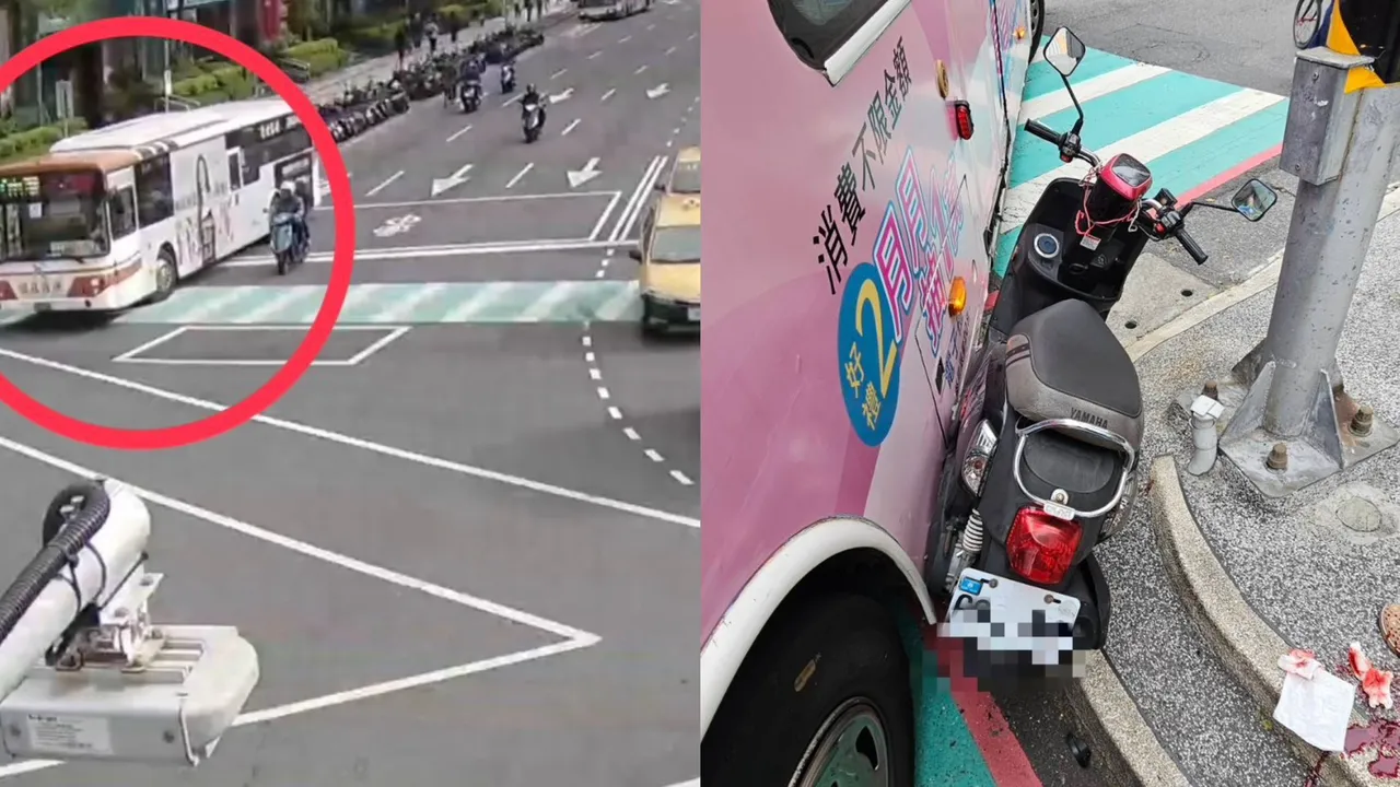 女骑士随公车右转惨遭「夹击」左脚踝骨折　人行道路缘石成「帮凶」