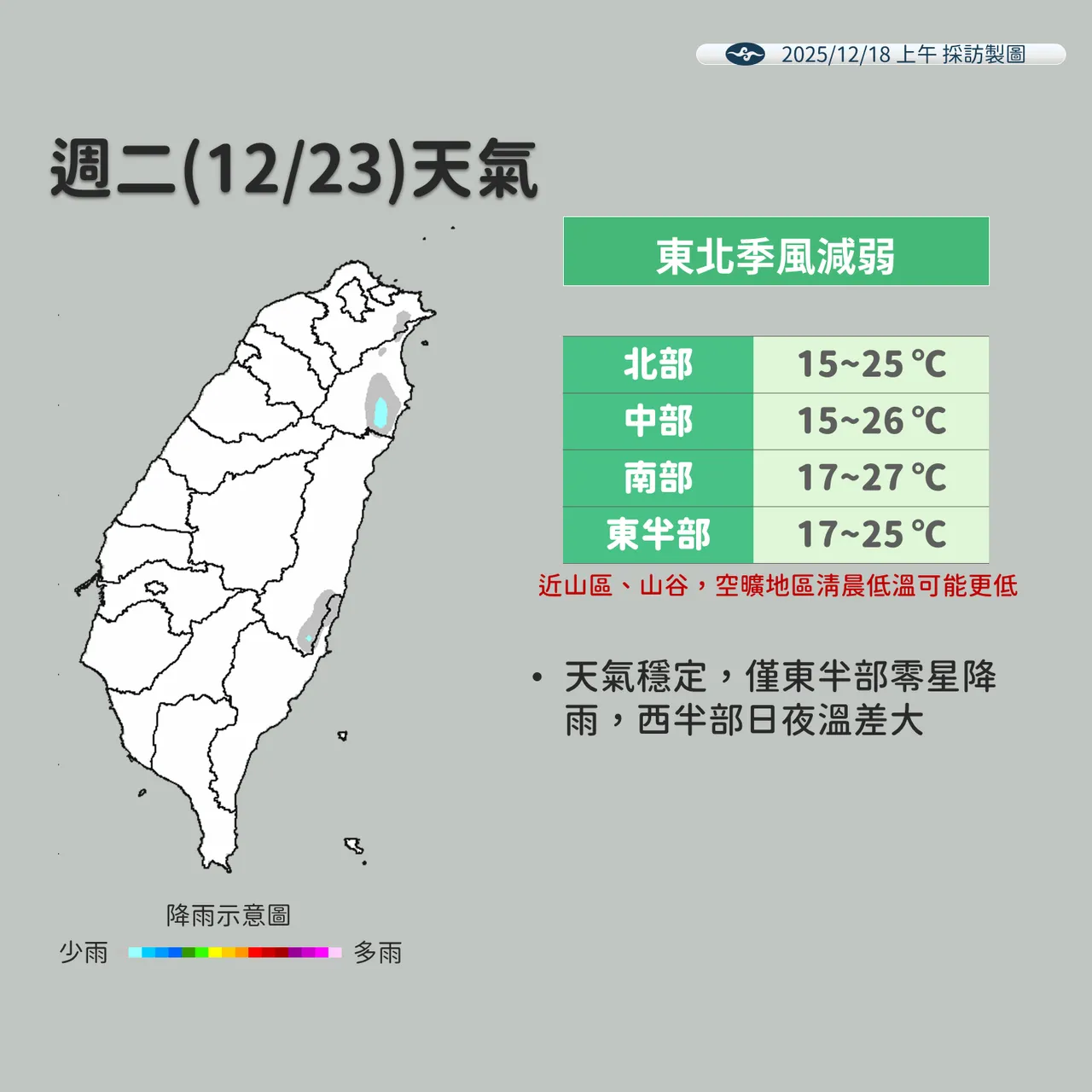 未来降雨趋势。气象署提供