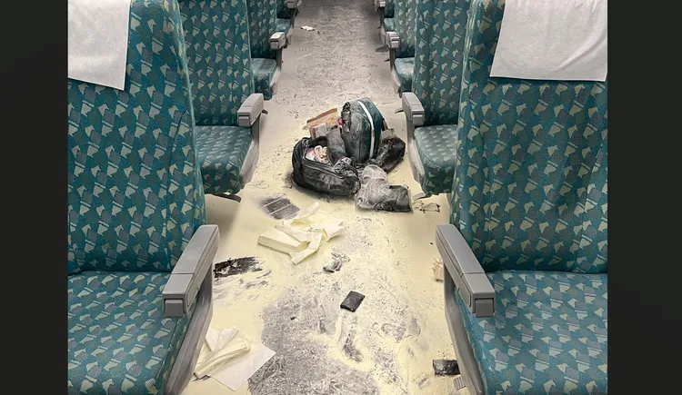 高鐵日前發生行動電源自燃事件，將依刑法第175條第3項公共危險罪偵辦。警方提供