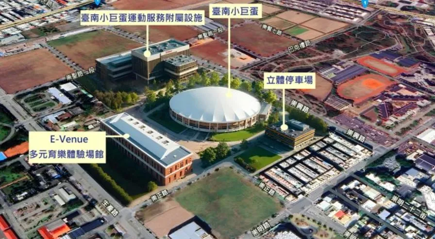 台南小巨蛋目前正在进行招商，其坐落地点就在东区新都心段生活圈。台南市政府提供