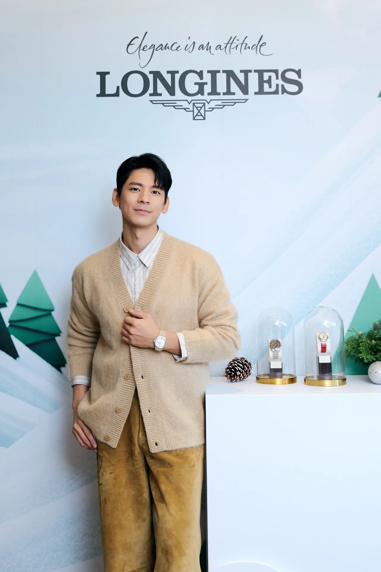 林柏宏今日出席浪琴聖誕節慶系列暨紳士腕錶記者會。品牌提供