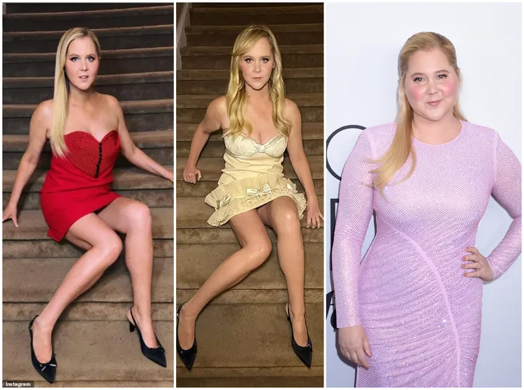 美国女星艾美舒默过去身形圆润丰腴（右图，路透），最近在瘦身取得惊人成果。翻摄IG