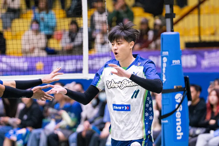 台中连庄排球队职排成立后已21连胜；图为连庄球员吴宗轩。台中连庄提供