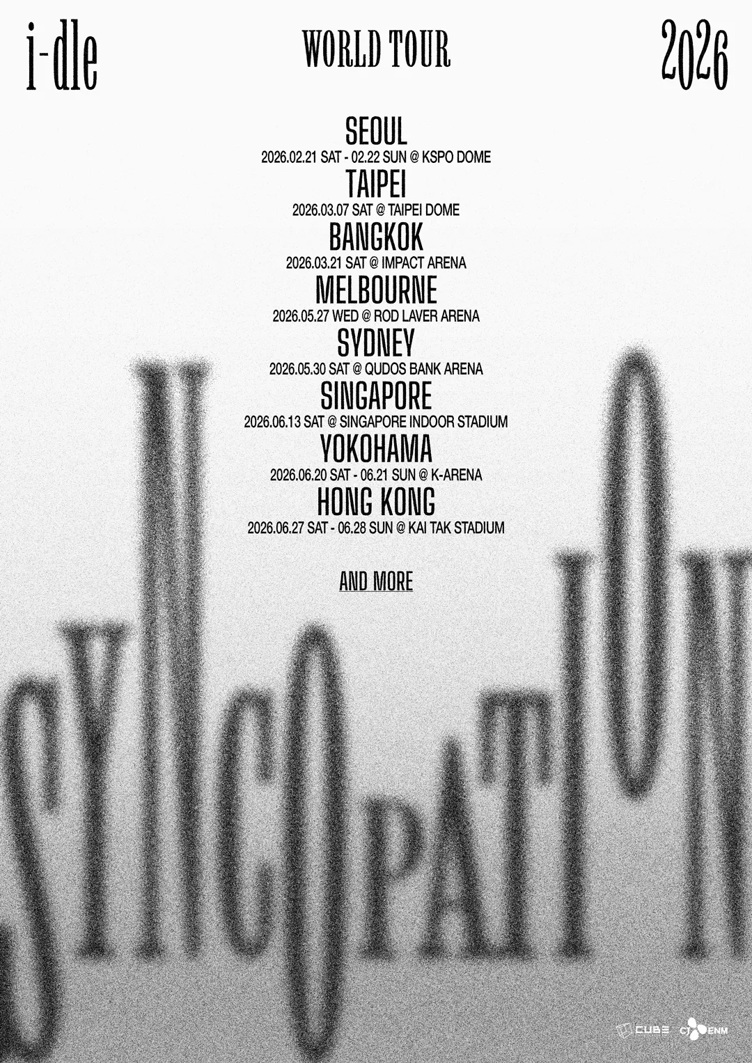 i-dle第4次世界巡演「Syncopation」將於2026年3月7日登上台北大巨蛋。翻攝i-dle X