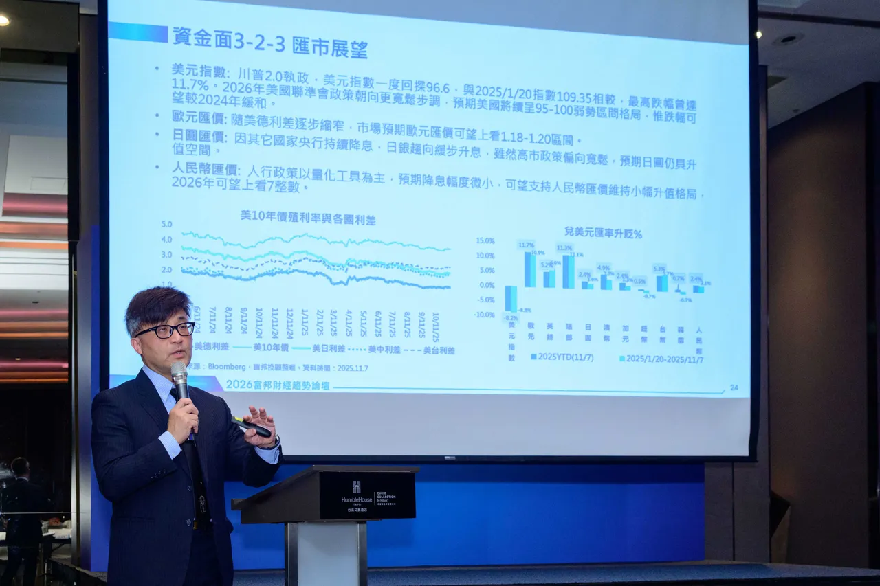 富邦投顧董事長陳奕光表示，台股2026年將以「微笑曲線」走向32,000點 ，Q4衝上高點。公司提供