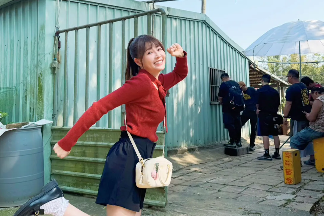 謝京穎在拍攝《好運來》初期小腹平坦、還有尖下巴。資料照