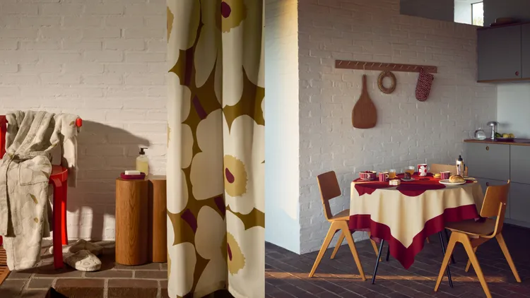 織品系列藉由放大版游霓可圖騰呈現繽紛又柔和的居家美感。品牌提供