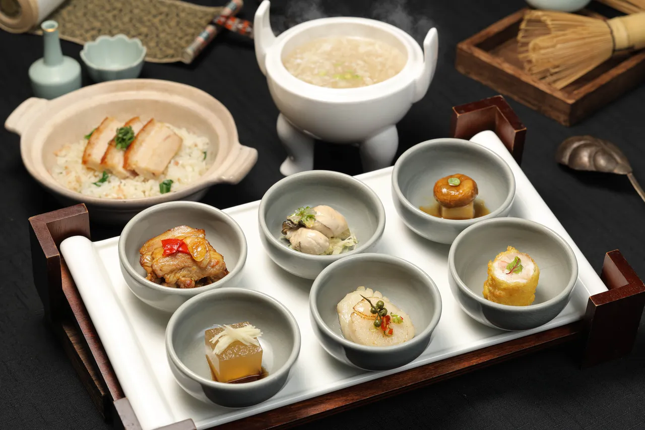 故宮晶華「大宋風華雅宴」以六道開胃前菜揭開序幕，道道有著豐富的歷史背景，從宮廷御膳到庶民佳餚，重現宋代的多元飲食文化。台北晶華提供