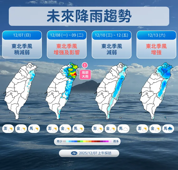 未來降雨趨勢。氣象署提供