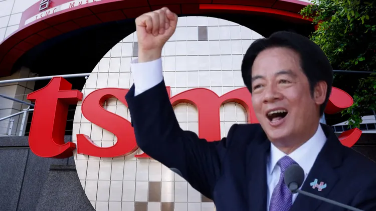 總統賴清德表示，支持台積電到美國、日本與歐洲設廠。合成畫面。路透社。