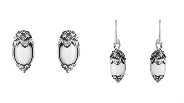 喬治傑生2026年HERITAGE系列純銀耳夾（左）、純銀穿式耳環（右），各9000元。品牌提供
