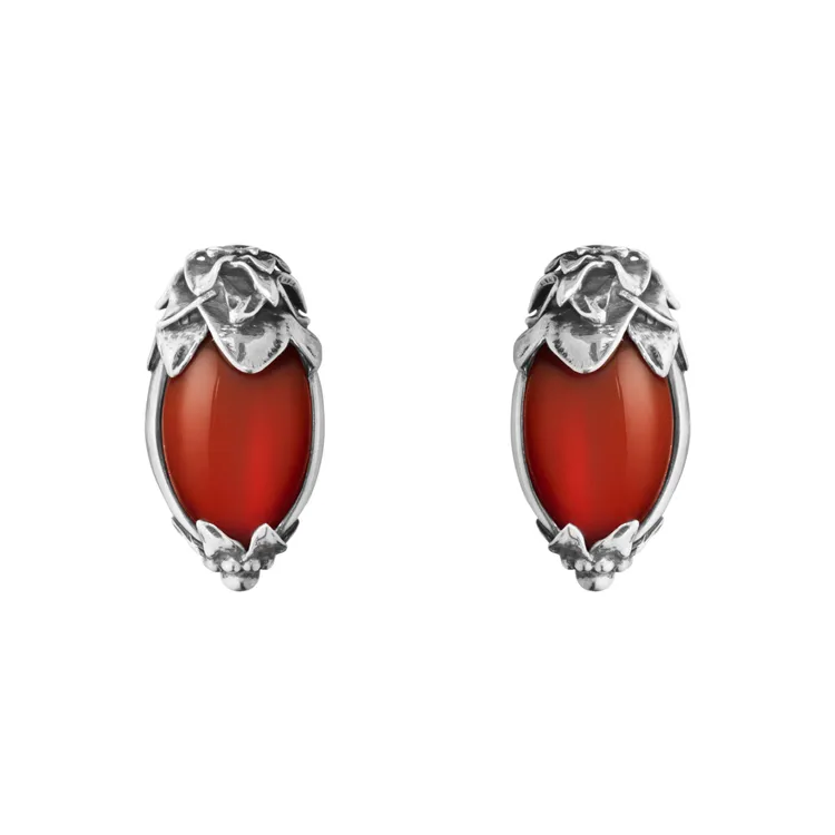 喬治傑生2026年HERITAGE系列純銀紅玉髓耳夾，1萬1500元。品牌提供