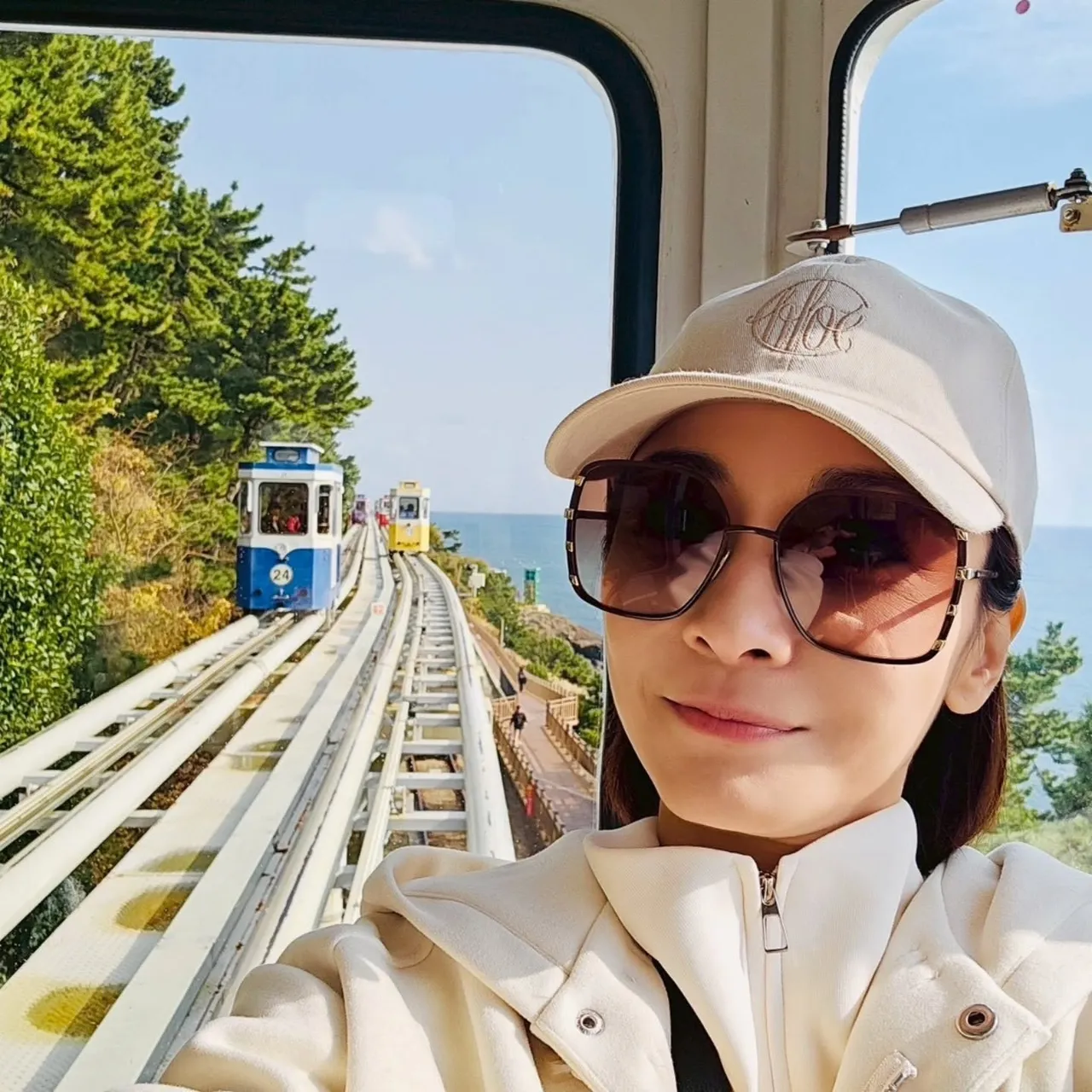 江祖平到海云台搭胶囊列车。翻摄江祖平Threads