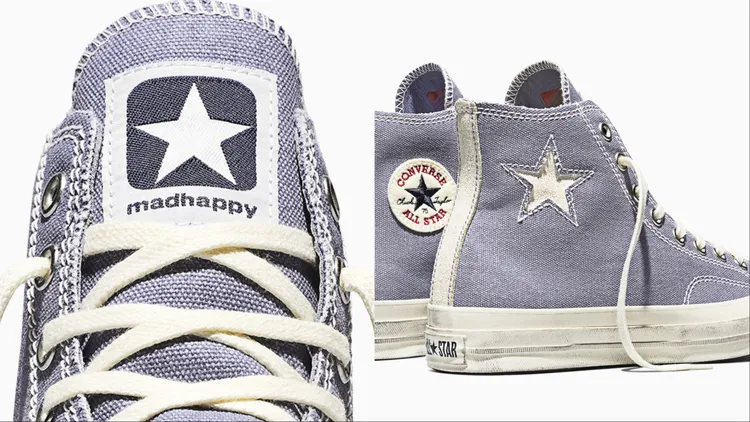 鞋舌處以Madhappy編織標識進行裝飾、鞋身外側綴有翻毛的Madhappy星狀標識。品牌提供