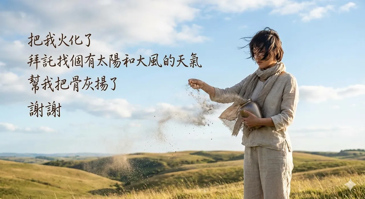 女教师拜托朋友，将她的遗体火化，洒在野外，让她自由。AI示意图