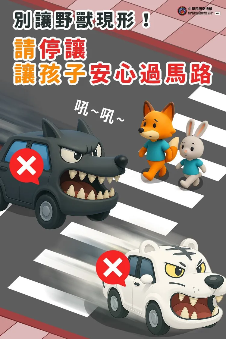 桃警宣導駕駛禮讓行人。翻攝畫面