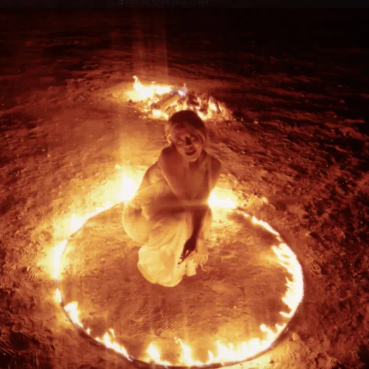 夏沐在近40度高溫白沙上熱舞。夏沐提供