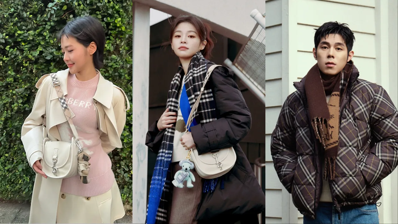 林廷憶（左起）、詹子萱、詹懷雲紛紛換上Burberry冬日造型。品牌提供