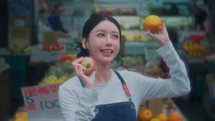 李雅英在MV裡扮成水果店店員。翻攝自華納音樂YouTube