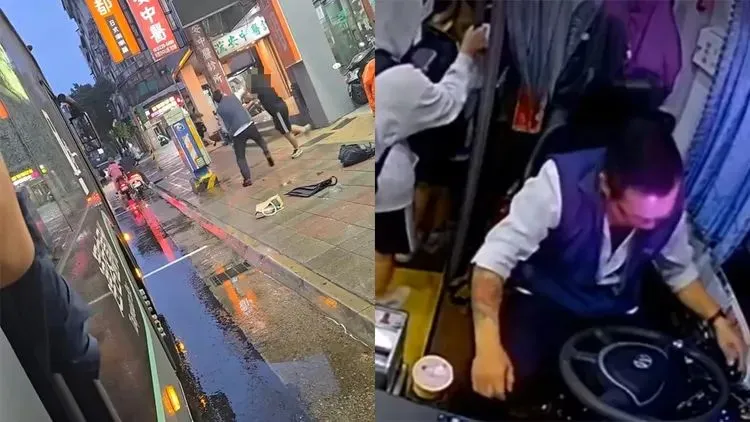 司机爆打学生。翻摄画面