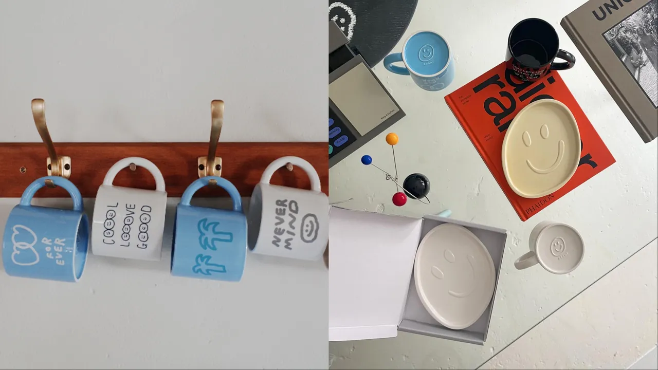 ooowl塗鴉陶瓷馬克杯（左）各590元、手工陶瓷盤（右）各1180元。品牌提供