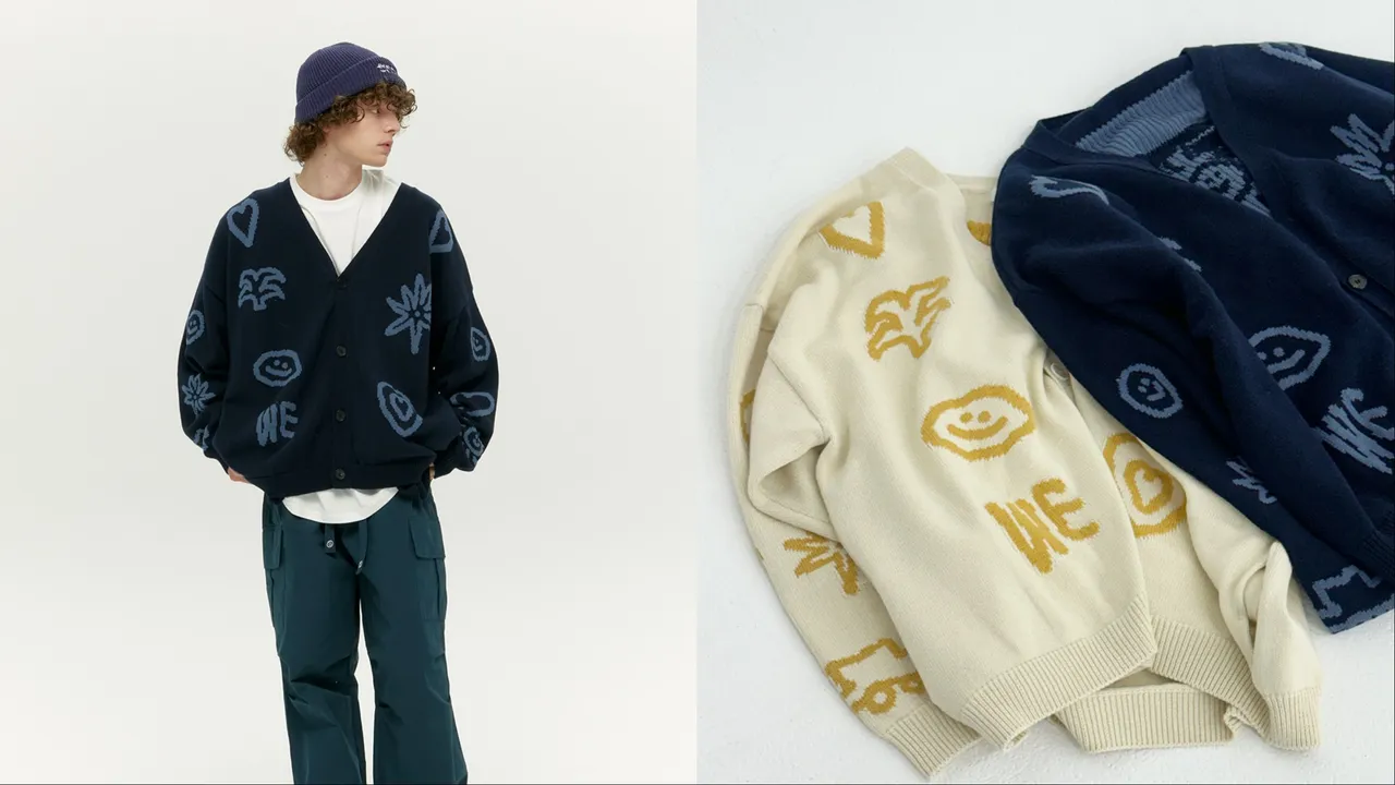 ooowl塗鴉開襟毛衣外套，各3980元。品牌提供