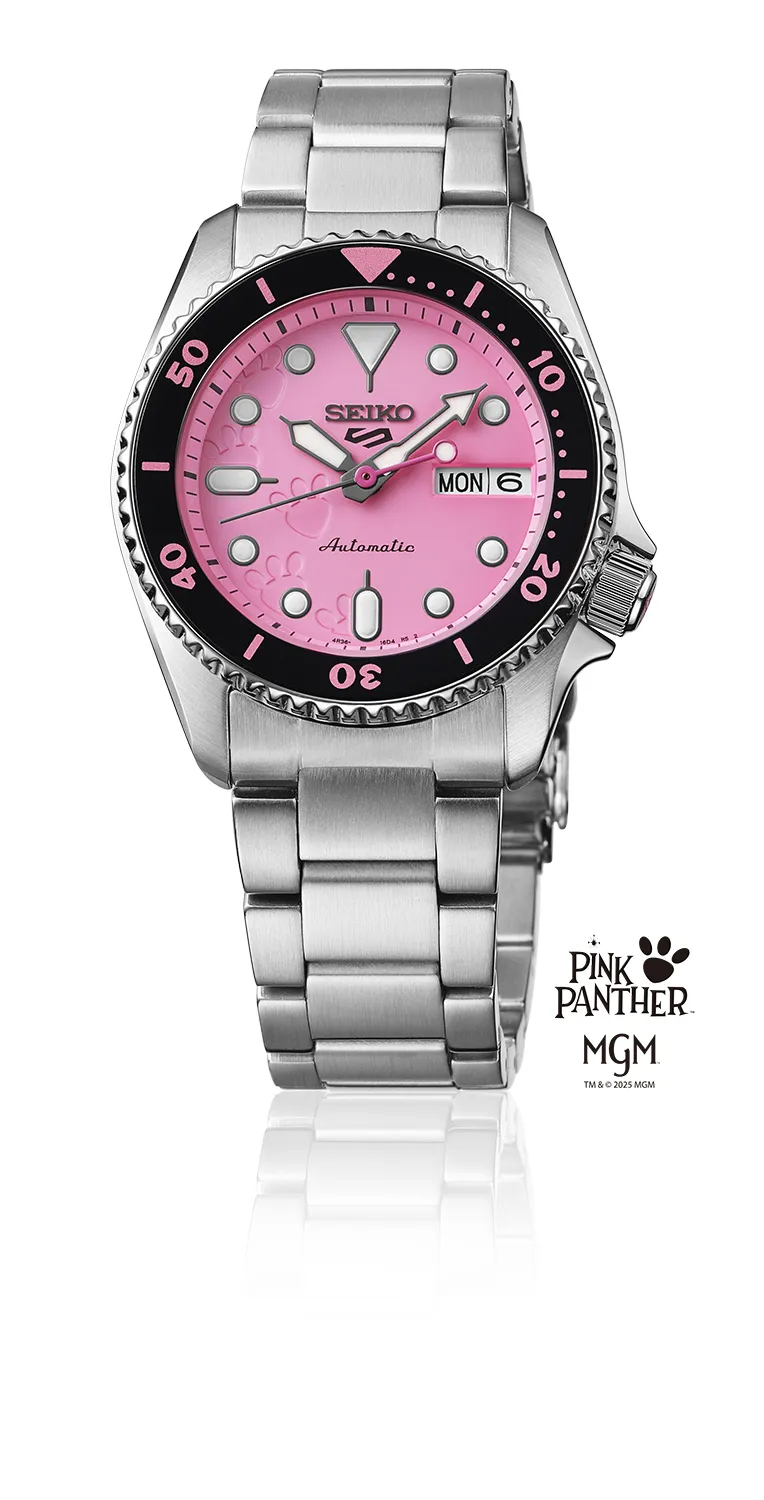 Seiko 5 Sports X 《顽皮豹》联名表SRPM07K1，1万4000元。品牌提供