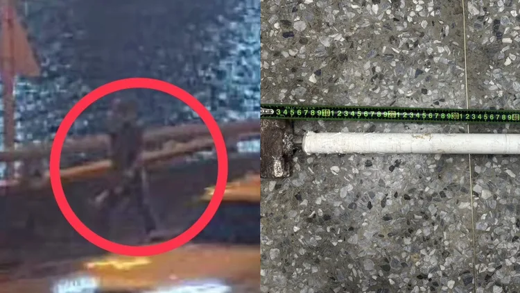 国道行车纠纷，赖男突然暴走拿出榔头追打对方三人，众人在国道上狂奔，警方赶到也被波及，强势将赖男制伏。翻摄画面