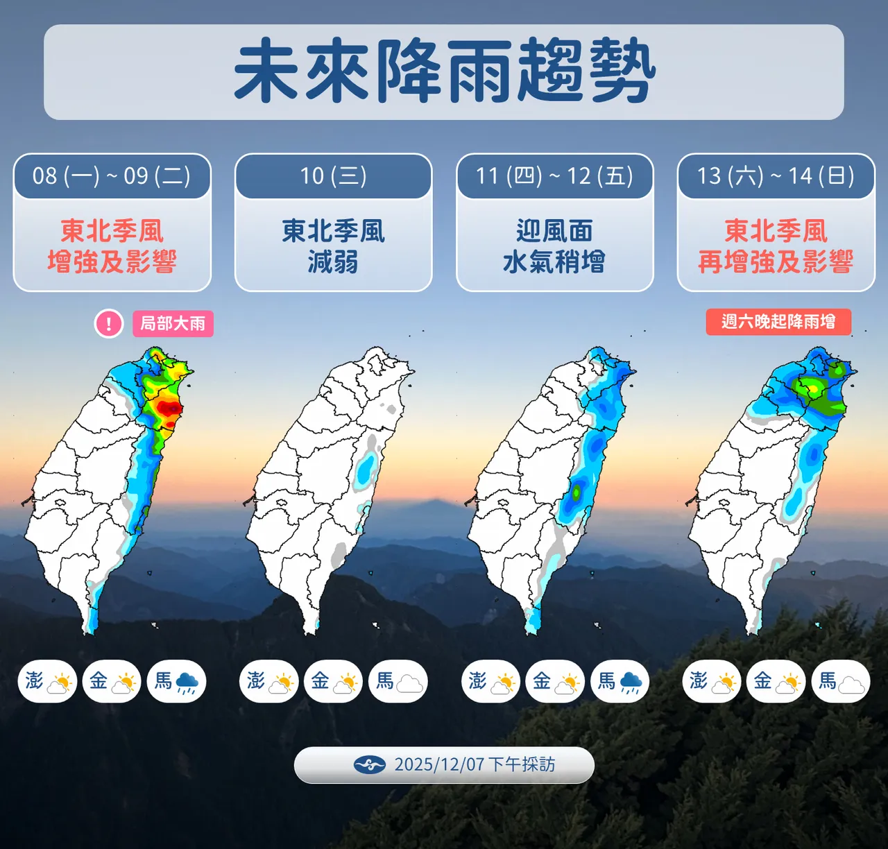 未來降雨趨勢。氣象署提供