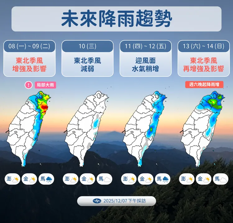 未來降雨趨勢。氣象署提供
