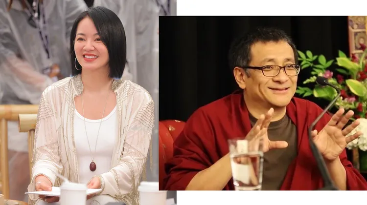 阿雅与仁波切老公结婚11年。左图翻摄阿雅微博，右图翻摄竹庆本乐仁波切脸书