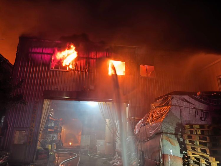 竹北鐵皮工廠大火　幸無人員受困受傷