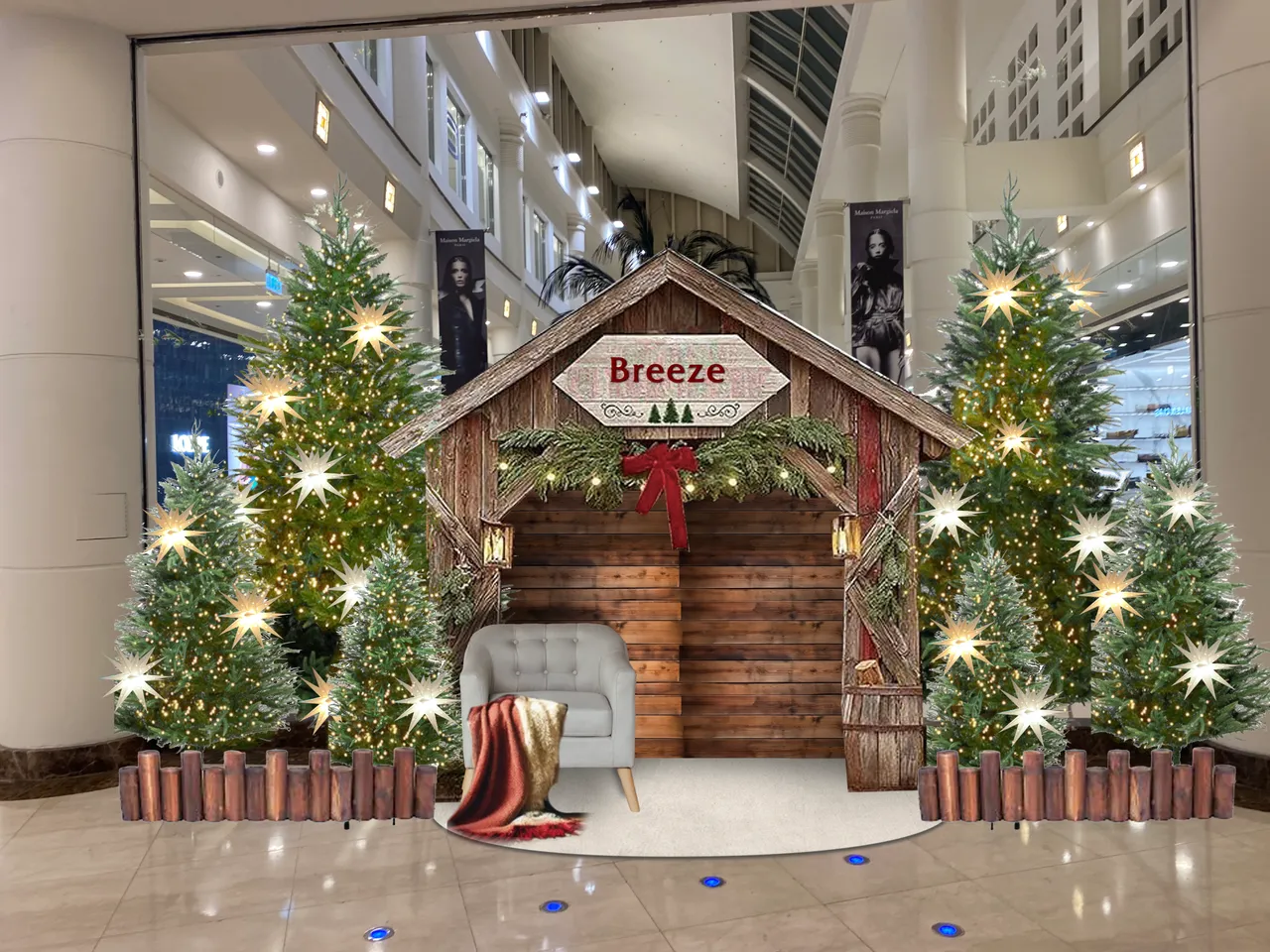 於微風廣場1F聖誕小屋拍照打卡，並標註@breezecenter，即有機會獲得「旭集雙人餐券」。業者提供